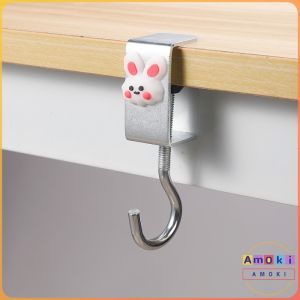 Amoki【Ready in Stock】 Portable Metal Hook Table Hook Multifunction Hooks with Cartoon Pattern Student Supplies