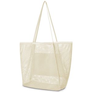 Foldable Hollowed Out Tote Bag 23L Beach Mesh Tote Bag Upgrade Waterproof Pool Bag for Beach