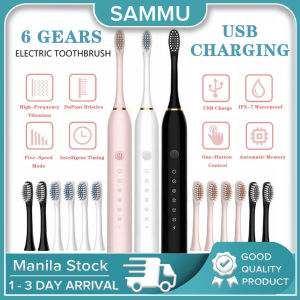 SAMMU Rechargeable Sonic Electric Toothbrush Adult Timer Brush 42000 Time/min 6 Modes Ultrasonic Washable Electronic Whitening Teeth Brush And 4 Brush Heads