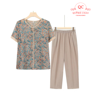 Đồ bộ cho mẹ mặc nhà trung niên bộ Lụa Pháp nữ trung niên cho mẹ-TL02