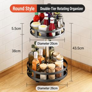360 Rotating Spice Rack / Kitchen Countertop Seasoning Organizer / Round Multi-Tier Turntable Rack