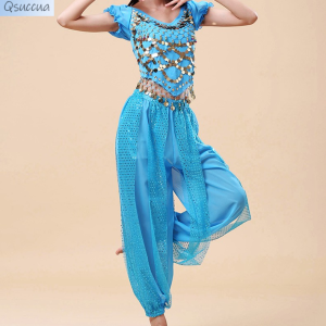 Indian Dance Performance Clothes Belly Dance Suit Pants Short Sleeve Dance Clothes