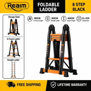 REAIM Heavy Duty Telescopic Aluminum Ladder Adjustable Portable Thickened Multipurpose Extension Ladder with Anti-Slip Steps