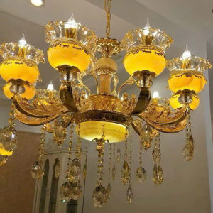 Đèn Chùm Treo Trần Pha Lê Lớn Cao Cấp Chao Đá 15 Tay Trang Trí Phòng Khách Tặng Kèm Bóng Led - Bảo Hành 10 Năm
