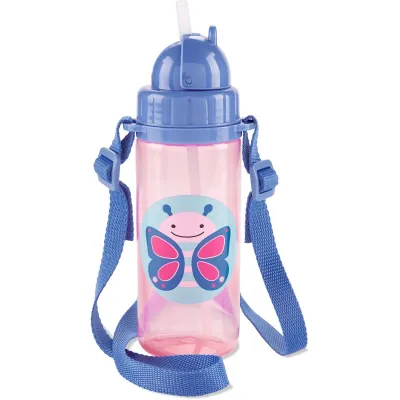 Skip Hop Zoo PP Straw Bottle With Long Strap & Extra Straw | 6 Designs