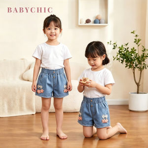 Kids Jean Shorts 0-11 Years Pakaian Seluar Pendek Budak Perempuan Soft Jeans Cute Ribbon Shorts