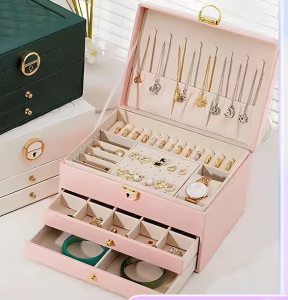 MS/Elegant Women Gift Jewelry Box Fine Accessories Drawer Large Capacity Organizer Storage With Lock