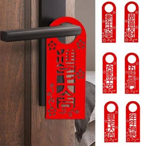 MIRACLE HOME STORE Red Chinese Door Handle Pendants Decorative Flocking Potted Plant Pendant Creative Hanging New Year Hanging Ornament Party Supplies