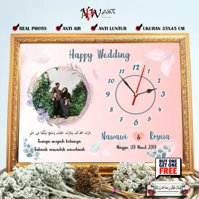 jam dinding custom kado pernikahan unik Hiasan rumah dekorasi pajangan ruangan tengah kamar Frame 3D