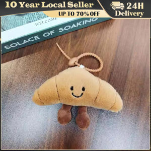 Kawaii Novelty Food Shape Croissant Plush Charm Keychain Cute Decoration Backpack Pendant Plush Toy Doll Keyring Doll Girl Gift