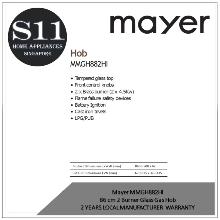 Mayer%20MMSS882HI/MMGH882HI%20%2086%20cm%202%20Burner%20Stainless%20Steel%20/%20Glass%20Gas%20Hob%202%20YEARS%20LOCAL%20MANUFACTURER%20%20WARRANTY%20-%20Image%203