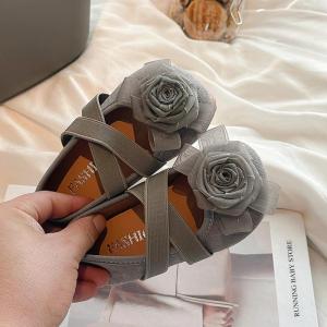 SHUNAICHI  New Kids Floral Children Appliques Shoes Baby Girls Shoes Toddler Fashion Flat for Baby Girl Moccasin Princess Rose Shoes H09274