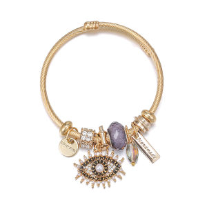 European and American cross-border fashion bracelets DIY Evil Eye Pendant Stainless Steel Bracelet for Women Elegant lipstick beaded bracelet