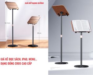 Cr05..S01 Đế Kê Đọc Sách Kèm Vẽ Tranh + Kê Laptop Dạng Thẳng Đứng - 3 Chân Cao 173cm Hợp Kim