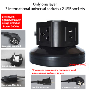[Beatriz] Household Multifunctional Socket Extension Cord with USB 1/2/3 Layer British Standard Vertical/Tower Surge Protector