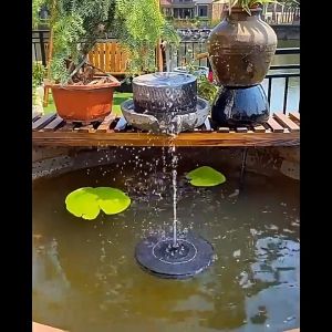 Solar Fountain Pump with 6 Nozzles Free Standing Floating Fountain for Aquarium Pool Fish Tank