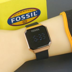 Box Exclusive Jam Tangan FOS Persegi LED VA-716RR / Jam Tangan Fashion Wanita Tali Rubber Diameter 36 cm
