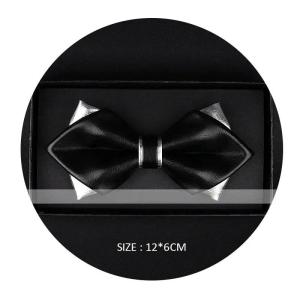 Exclusive Designer Fashionable Gold Pu Leather Pointed Luxury Bow Tie Bright Nightclub Bowtie Gifts for Men Accessories2026