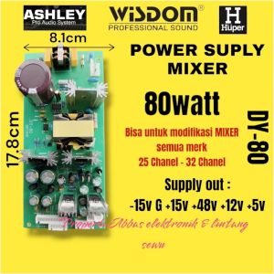 POWER SUPPLY MIXER  DY-80  80 WATT 16-36 CHANEL POWER SUPPLY AUDIO MIXER ASHLEY BETAVO HUPER 5V/12V/15V/-15V/48V 16 CHANEL 18 CHANEL 25 CHANEL 32 CHANEL 36 CHANEL