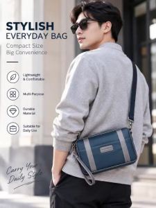 Beg Silang Lelaki Oxford Beg Tangan Zip dengan Tali Pergelangan dan Tali Bahu untuk Harian Travel