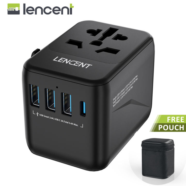 Lencent Bộ chuyển đổi du lịch phổ thông, quốc tế sạc với 3 cổng USB ...