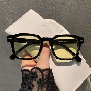 Kacamata Hitam Lensa Warna Bentuk Kotak Gaya Retro Korea Untuk wanita pria