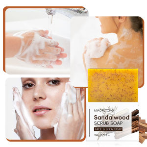 Cross-border Hot Sale Sandalwood Sandalwood Scrub Soap Turmeric Soap Cleansing Bath Soap Handmade Essential Oil Granular Soap