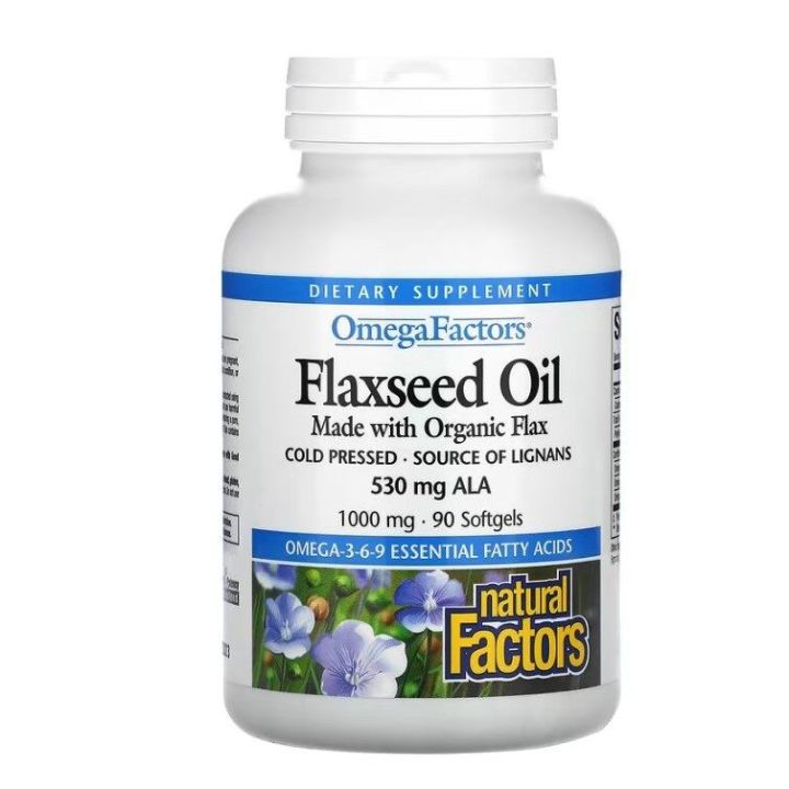 Natural Factors Omegafactors Flaxseed Oil 1000 Mg 90 Softgels 180 Softgels360 Softgels 3757