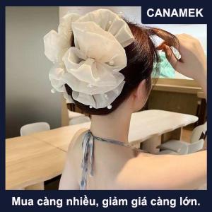 【CANAMEK】 Mùa Hè Ngọt Ngào Nhiều Lớp Lưới Vải Tuyn Lớn Bow Tóc Claw Clip Cho Phụ Nữ Thanh Lịch Bowknot Đuôi Ngựa Clip Mới Phụ Kiện Mũ