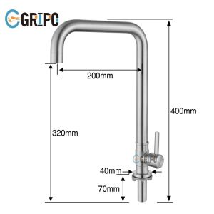 GRIPO Premium 304 Stainless Bamboo Style Kitchen Faucet Single Cold Matte Finish GP322SP