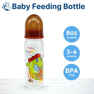 8oz 240ml Baby Angel Feeding Bottle BPA Free Anti-Colic Soft Silicone Nipple For 6 Months