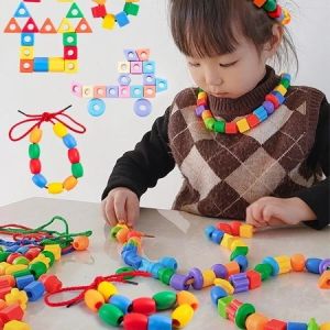 Bộ Đồ Chơi Xỏ Hạt Nhiều Màu Sắc Dành Cho Trẻ Mẫu Giáo Trò Chơi Trí Tuệ Giúp Trẻ Nhận Biết Màu Sắc Chữ Số Nhanh Chóng