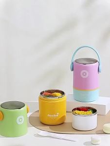580/820ml Portable Thermal Lunch Insulated Soup Cup with Spoon Thermo Bento Double Layer for Kids Food Storage Container2026