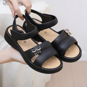 Free Shipping Stylish Sandals For Women Featuring A Thick Sole Non-Slip Design Waterproof Material Breathable Fabric A Round Toe And Comfortable Fit Suitable For Middle-Aged And Elderly Women