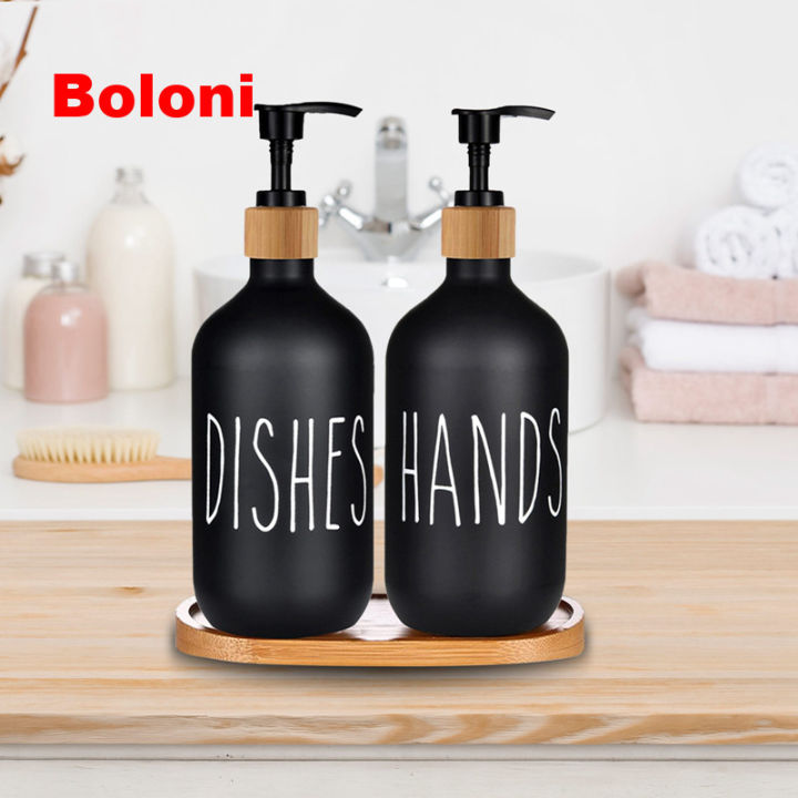Black Soap Dispenser Set 500 ml Matt Black Detergent Bottle Refillable Pump  Dispenser Hand Soap Dispenser for Kitchen Bathroom Shower Worktop Laundry 