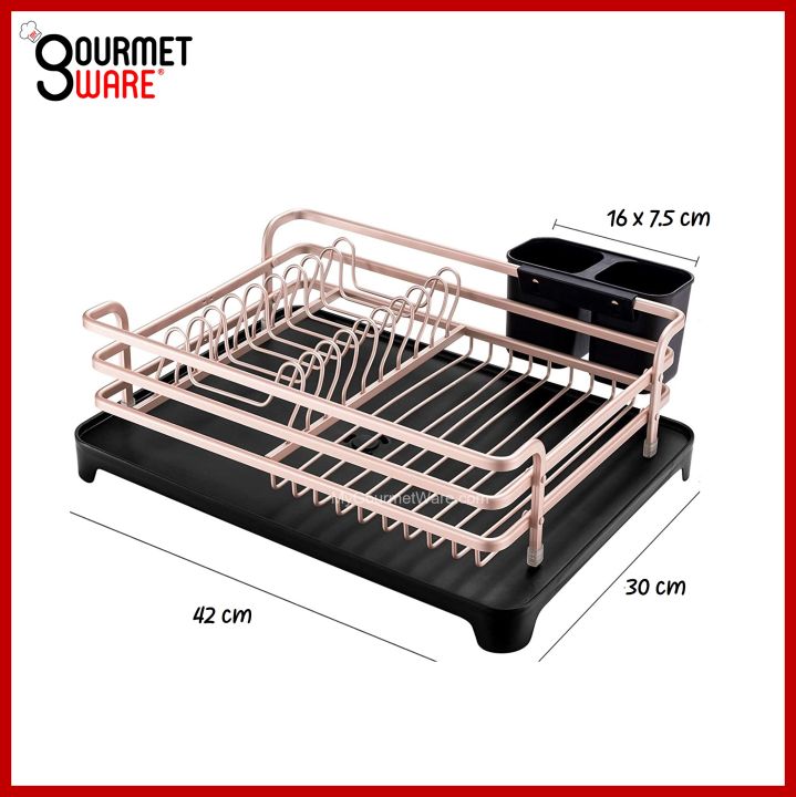 [SG Stock] Rose Gold Aluminum Dish Rack | Kitchen Organizer Storage ...