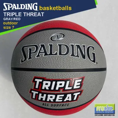 SPALDING Triple Threat Gray/Red Original Outdoor Basketball Size 7