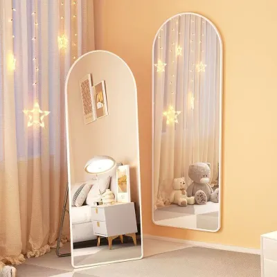 HD Whole Body Stand Mirror Floor/Wall Mount Dual Use Vertical Arch Full Body Mirror Metal Frame Full-Length Mirror Explosion-proof Nordic for Bedroom Living Room Live Broadcast Room Esthetic Wedding Full length Mirror