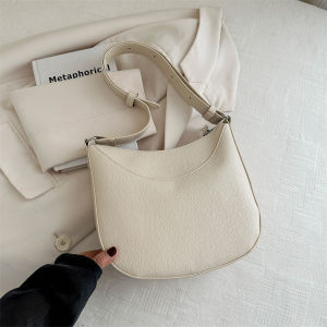 Simple Shoulder Bag for Woman Texture Crossbody Bag with Zipper Grained Leather Bag