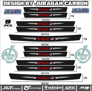 SILL PLATE KARBON 3D MOBIL VELOZ GR STICKER CARBON 3D PIJAKAN BUMPER BAGASI MOBIL TOYOTA VELOZ