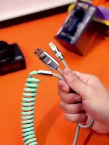Suitable for 14pro Spring-loaded two-tone geek data cable iPhone13/12 Fast charging for car use 8P Charging Cable xs