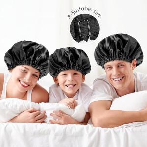 หมวกนอนผ้าซาตินแบบปรับได้สำหรับผู้หญิง ดูแลเส้นผมธรรมชาติหยิก