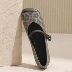 Free Shipping Square-Toe Shallow-Mouth Flats For Women New Autumn Collection Retro Style Flat Sole Soft Insole Single-Strap Design