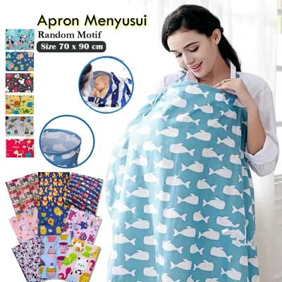 Apron Menyusui 70x90cm Nursing Cover Celemek Motif Karakter Bahan Katun Polymicro-Aurora Store(COD)