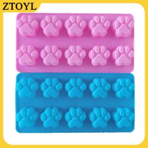 ZTOYL 10 tế bào Dog Cat Paw Silicone khuôn bánh cho Biscuit Jelly Baking Pan khay đá