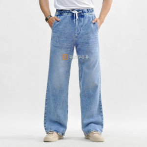 Distroid Celana Loose Pinggang Karet Jeans Denim Skena Gombrong Baggy Oversize