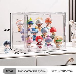 Happihaus Acrylic Display Case Popmart Toy Storage Box Organizer Stackable Magnetic Acrylic Transparent Box