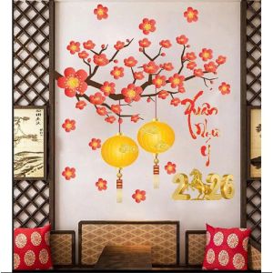 (HCM) Decal dán kính trang trí tết xuân Bính Ngọ 21 Binbin TTT21 decor văn phòng nhà hàngkhách sạn