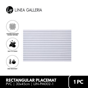 Linea Galleria PVC Rectangular Placemat 30x45cm | Heat-Resistant Non-Slip Placemat-Ideal for Kitchen & Dining Table | Eco-Friendly | Premium Quality | LIN-PM002