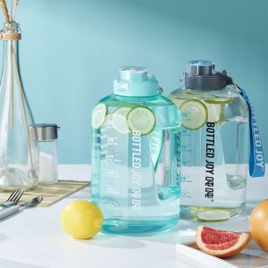 FELICE 1.5L/2.5L/3.78L Sports Water Bottle Bottled Joy Large Capacity Water Bottle joy Portable with Straw BPA FREE Space Cup with Time Marker Water Kettle with Carrying Handle for Fitness Sports bottled